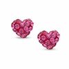 6mm Pink Crystal Heart Stud Earrings in 10K Gold