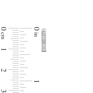 Solid Sterling Silver Baguette CZ Channel Huggies