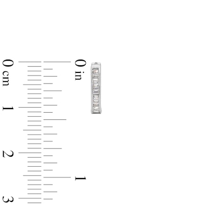Solid Sterling Silver Baguette CZ Channel Huggies