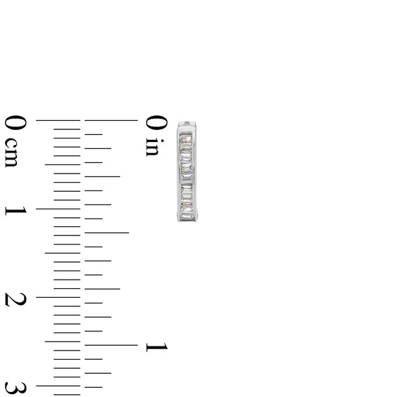 Solid Sterling Silver Baguette CZ Channel Huggies