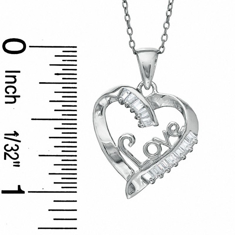 Main Image 2 of Cubic Zirconia Heart LOVE Pendant and 5mm Stud Earrings Set in Sterling Silver