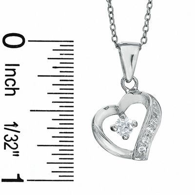 Cubic Zirconia Heart Pendant and 6mm Stud Earrings Set in Sterling Silver