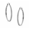 Cubic Zirconia 2 x 40mm Hoop Earrings in Sterling Silver