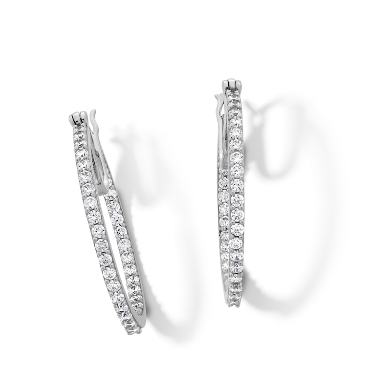 Main Image 1 of 30mm Cubic Zirconia Inside-Out Hoop Earrings in Sterling Silver