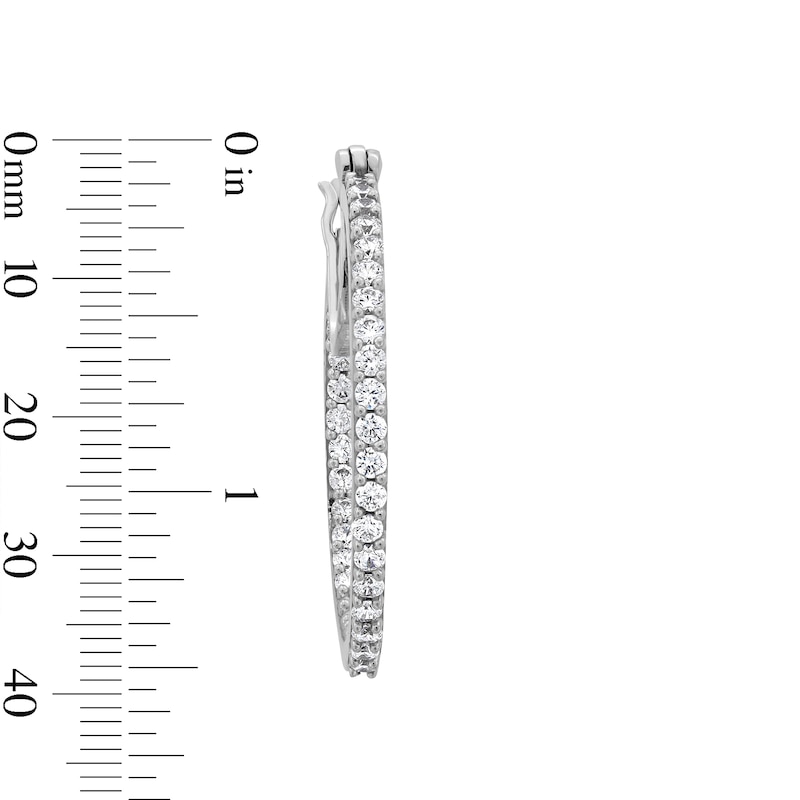 Main Image 2 of 30mm Cubic Zirconia Inside-Out Hoop Earrings in Sterling Silver