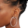 Cubic Zirconia 2 x 55mm Hoop Earrings in Sterling Silver