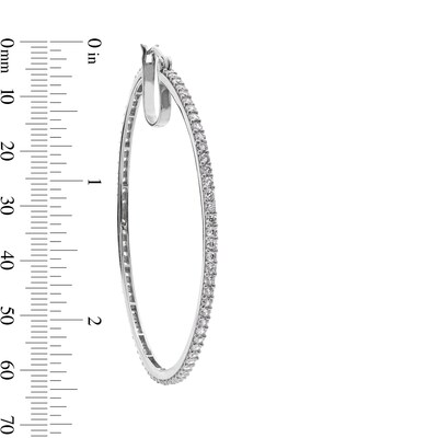 Cubic Zirconia 2 x 55mm Hoop Earrings in Sterling Silver