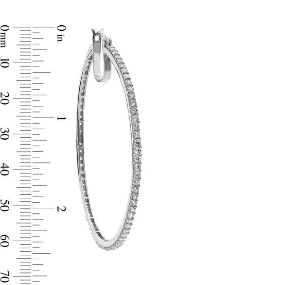 Cubic Zirconia 2 x 55mm Hoop Earrings in Sterling Silver