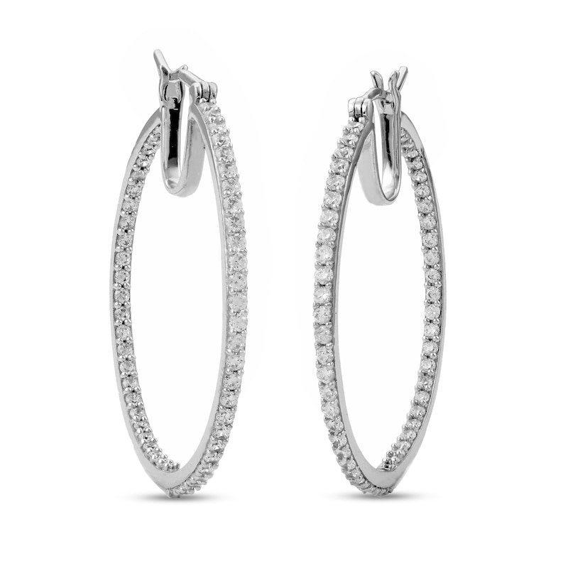 Main Image 1 of Cubic Zirconia Inside-Out 2 x 40mm Hoop Earrings in Sterling Silver