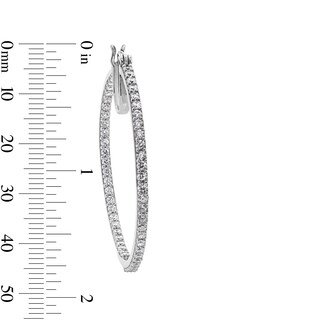 Cubic Zirconia Inside-Out 2 x 40mm Hoop Earrings in Sterling Silver