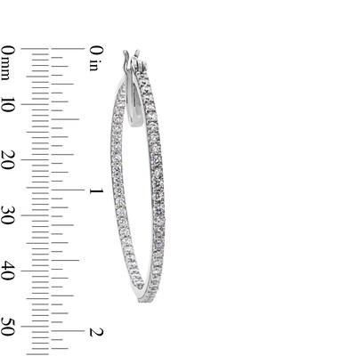 Cubic Zirconia Inside-Out 2 x 40mm Hoop Earrings in Sterling Silver