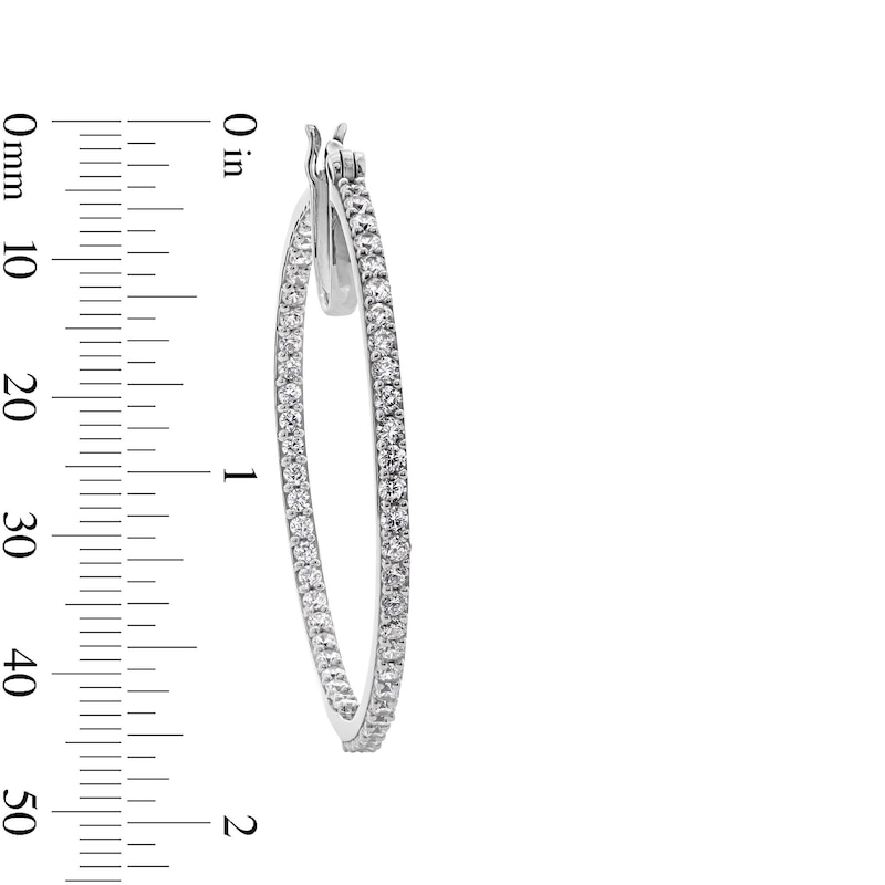 Main Image 3 of Cubic Zirconia Inside-Out 2 x 40mm Hoop Earrings in Sterling Silver