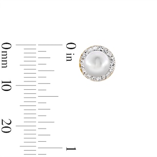 5.75mm Freshwater Cultured Pearl and Crystal Stud Earrings in 10K Gold