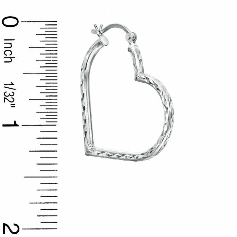 26mm Diamond-Cut Heart Hoop Earrings in Sterling Silver