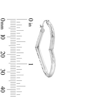 26mm Diamond-Cut Heart Hoop Earrings in Sterling Silver
