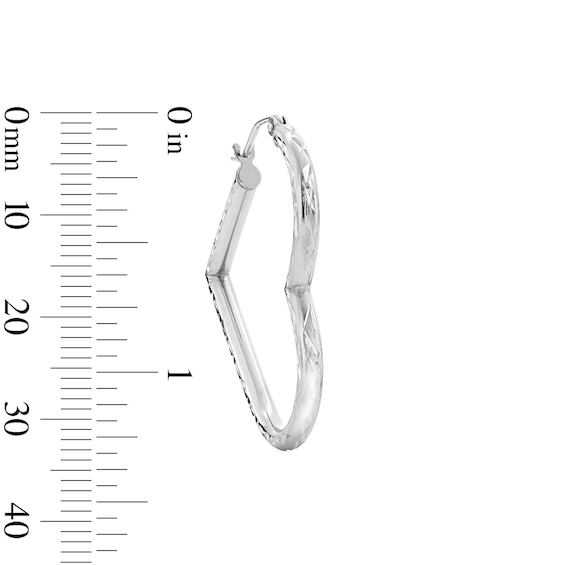 26mm Diamond-Cut Heart Hoop Earrings in Sterling Silver