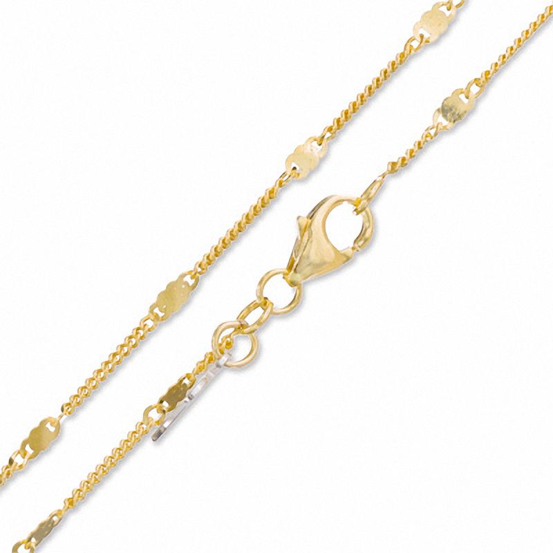 Main Image 1 of 030 Gauge Hammered Curb Chain Necklace in 14K Gold Bonded Sterling Silver - 18"