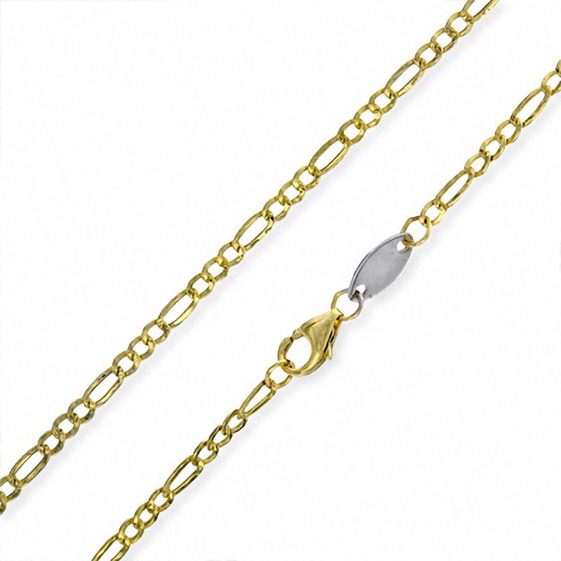 Hollow Figaro Chain Necklace 14K Yellow Gold 18