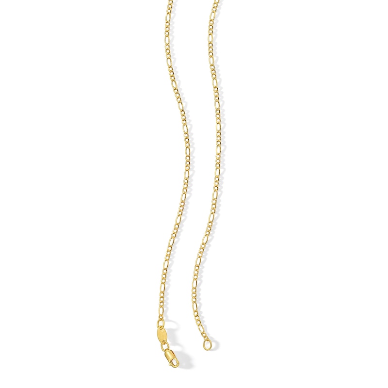 Hollow Figaro Chain Necklace 14K Yellow Gold 18