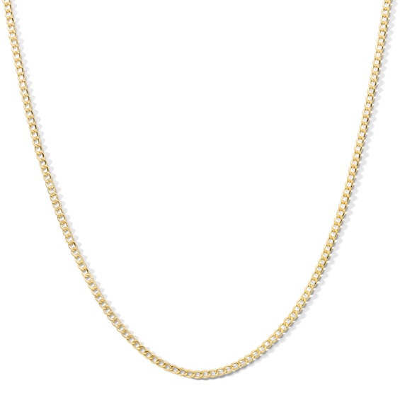 Gauge Curb Chain Necklace in 14K Hollow Gold Bonded Sterling Silver