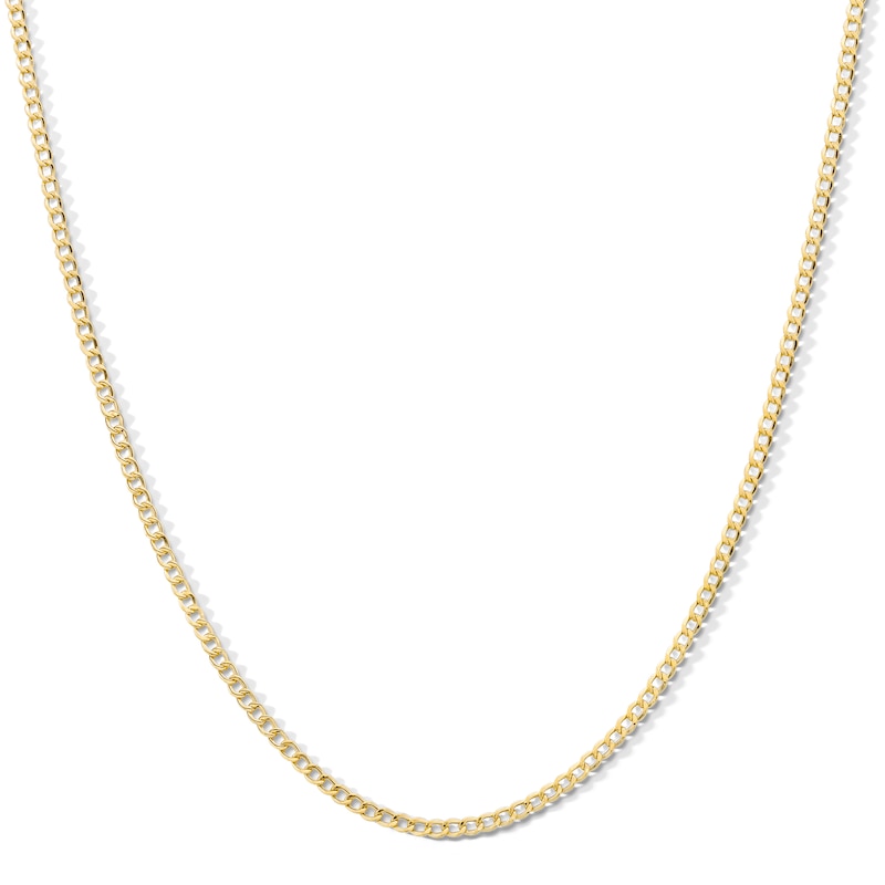 050 Gauge Curb Chain Necklace in 14K Hollow Gold Bonded Sterling Silver - 18"