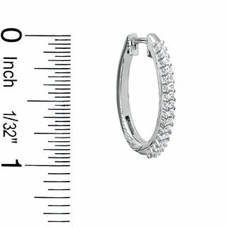 Cubic Zirconia Oval Hoop Earrings in Sterling Silver