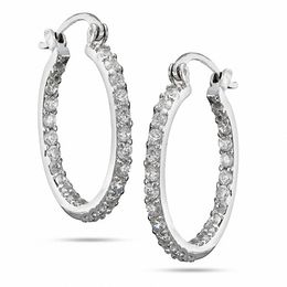 Cubic Zirconia Inside-Out Hoop Earrings in Sterling Silver