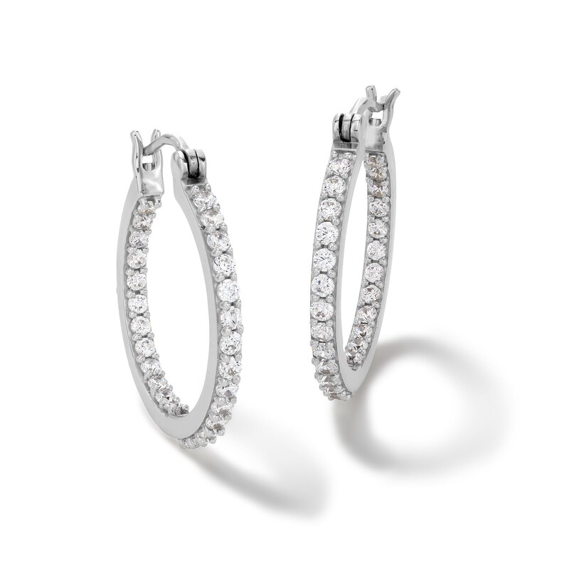 20mm Cubic Zirconia Inside-Out Hoop Earrings in Sterling Silver