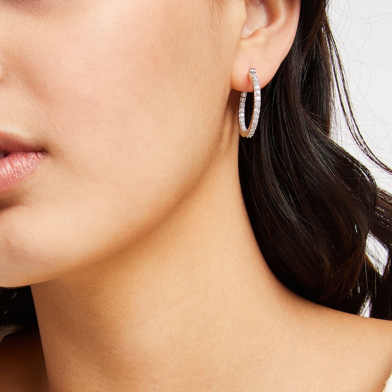 Main Image 2 of 20mm Cubic Zirconia Inside-Out Hoop Earrings in Sterling Silver