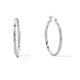 Twist Tube Hoop Earrings in Hollow Sterling Silver