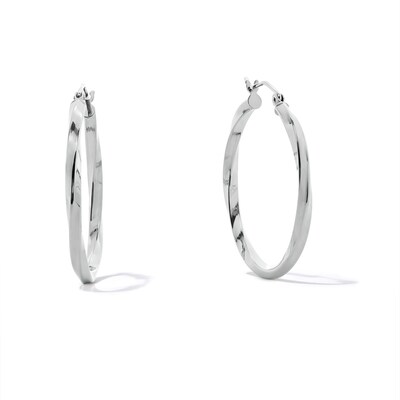Twist Tube Hoop Earrings in Hollow Sterling Silver