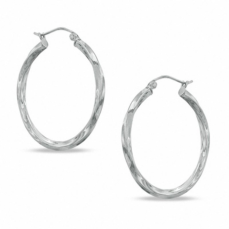 Twist Tube Hoop Earrings in Hollow Sterling Silver