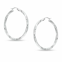 45mm Twist Tube Hoop Earrings in Hollow Sterling Silver