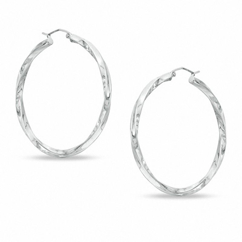 45mm Twist Tube Hoop Earrings in Hollow Sterling Silver