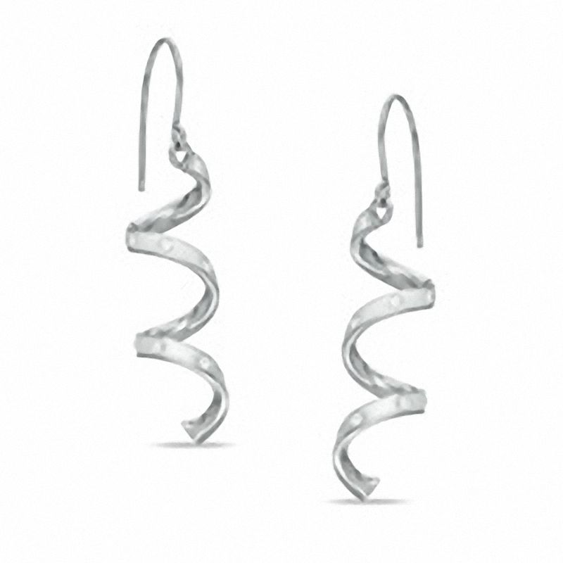 White Crystal Spiral Drop Earrings in Sterling Silver