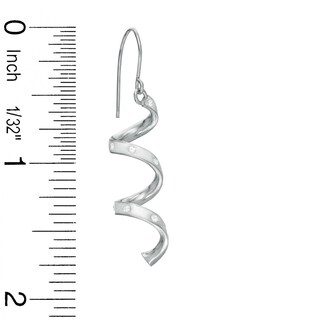White Crystal Spiral Drop Earrings in Sterling Silver