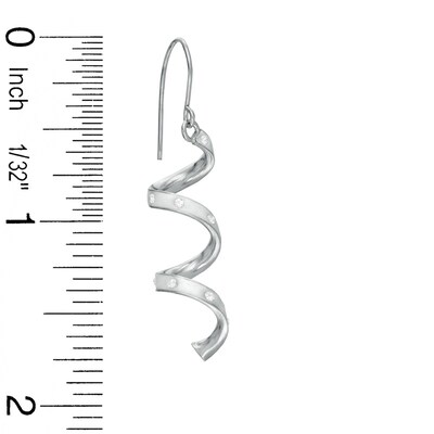 White Crystal Spiral Drop Earrings in Sterling Silver