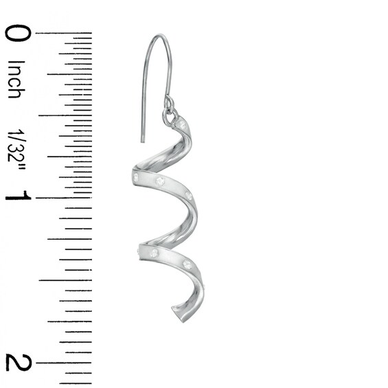 White Crystal Spiral Drop Earrings in Sterling Silver
