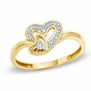Diamond Accent Double Heart Ring in Sterling Silver with 18K Gold Plate - Size 7