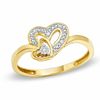 Thumbnail Image 0 of Diamond Accent Double Heart Ring in Sterling Silver with 18K Gold Plate - Size 7