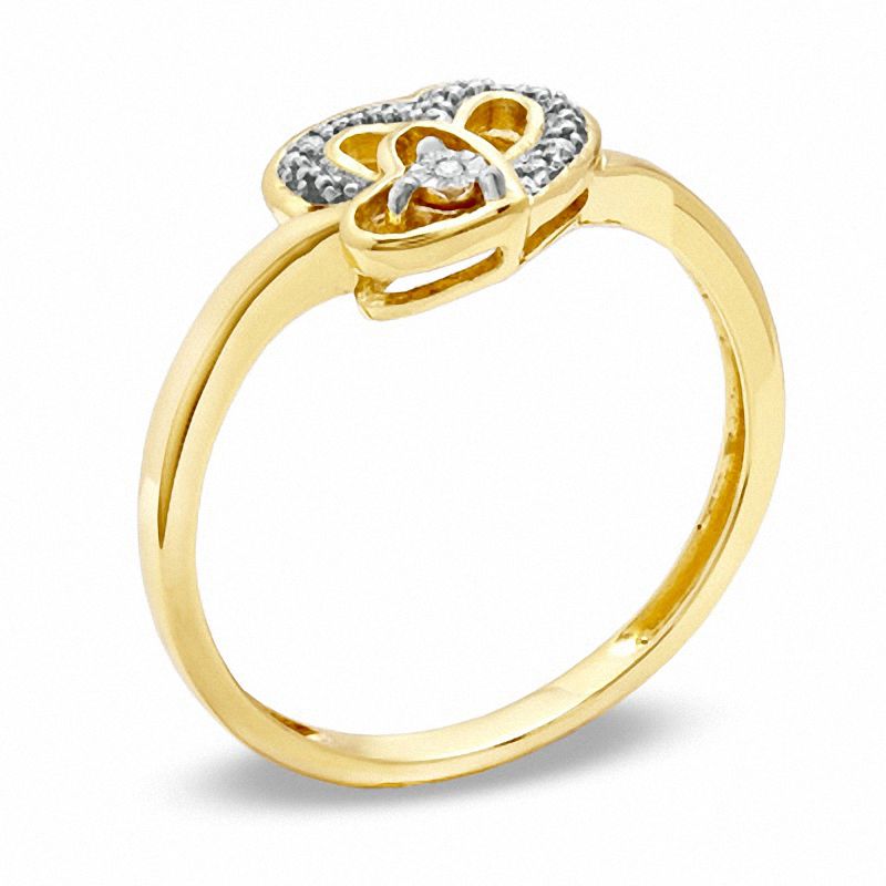 Main Image 2 of Diamond Accent Double Heart Ring in Sterling Silver with 18K Gold Plate - Size 7