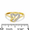 Thumbnail Image 3 of Diamond Accent Double Heart Ring in Sterling Silver with 18K Gold Plate - Size 7