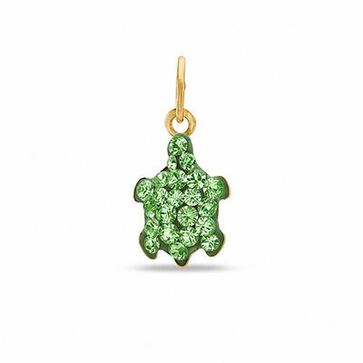 Green Crystal Turtle Charm in 10K Gold