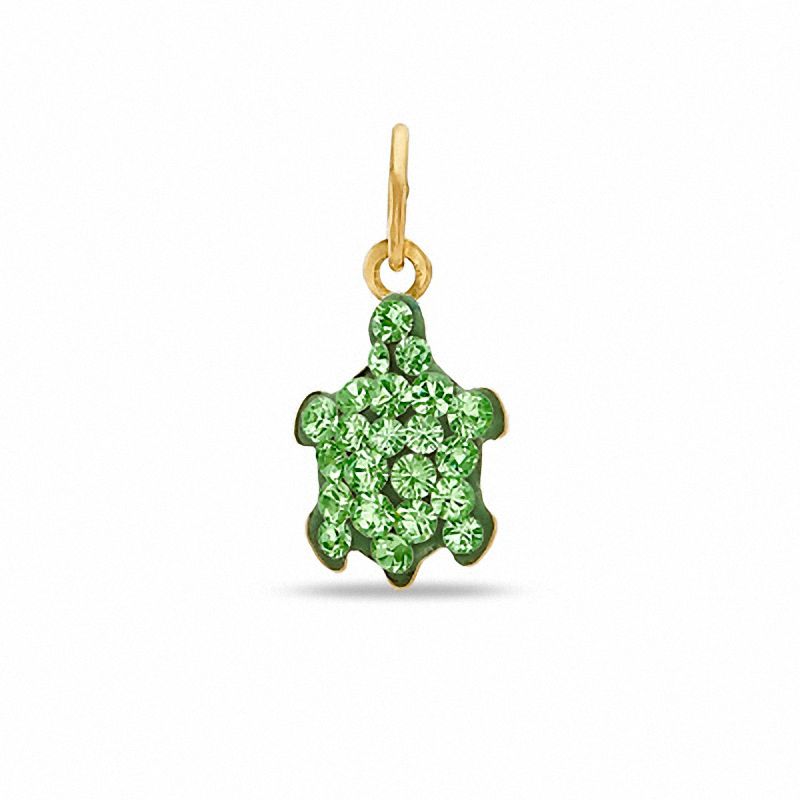 Main Image 1 of Green Crystal Turtle Charm in 10K Gold