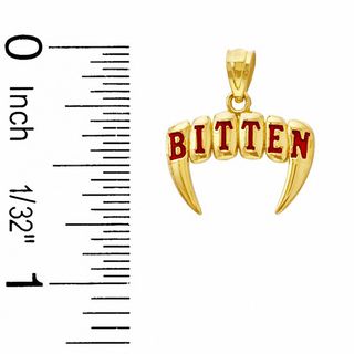 Red Enamel BITTEN Fangs Charm in 10K Gold