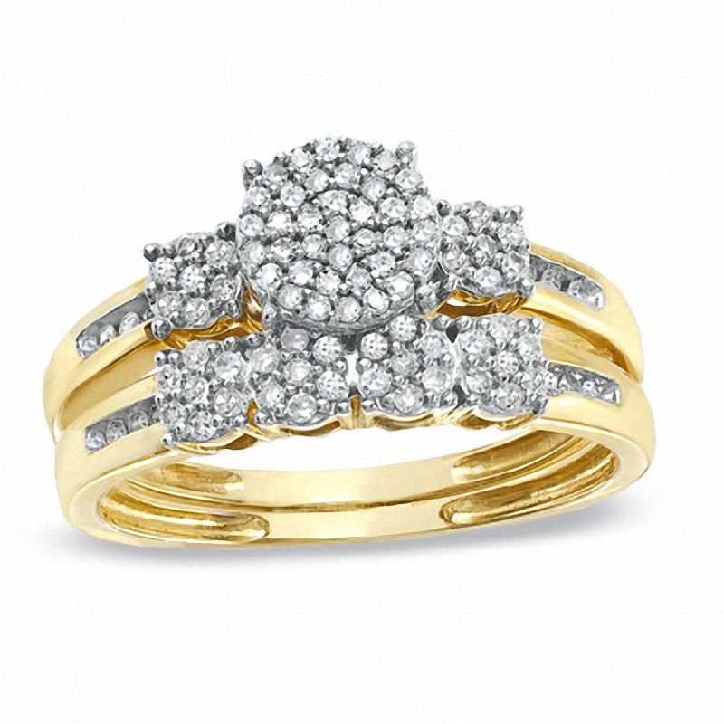 Main Image 1 of 3/8 CT. T.W. Diamond Composite Bridal Set in 10K Gold - Size 7