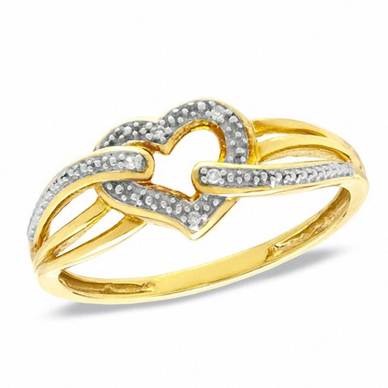 Diamond Accent Heart Ring in Sterling Silver with 18K Gold Plate