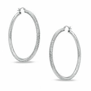 Sterling Silver Diamond-Cut Hoops