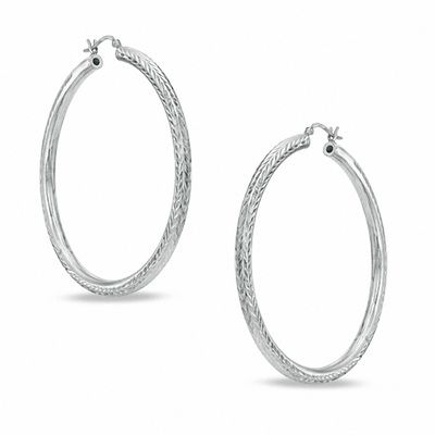 Sterling Silver Diamond-Cut Hoops