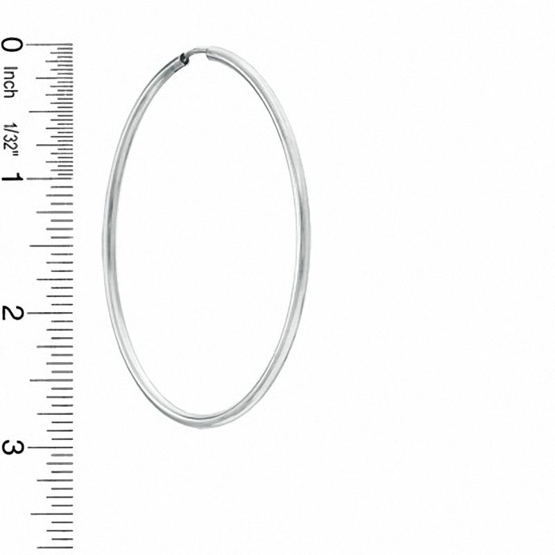 70mm Continuous Hoop Earrings in Tube Hollow Sterling Silver